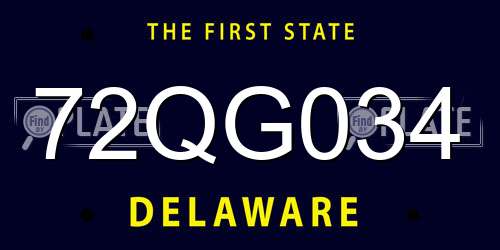 72QG034 Delaware License Plate