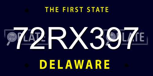 72RX397 Delaware License Plate