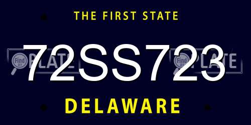 72SS723 Delaware License Plate