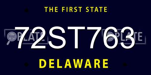 72ST763 Delaware License Plate