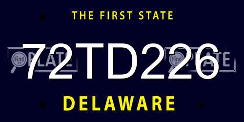 72TD226 Delaware License Plate