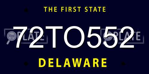 72TO552 Delaware License Plate