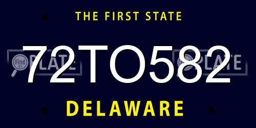 72TO582 Delaware License Plate
