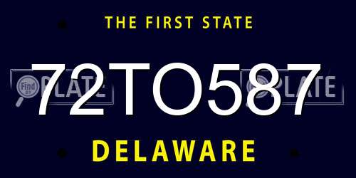 72TO587 Delaware License Plate