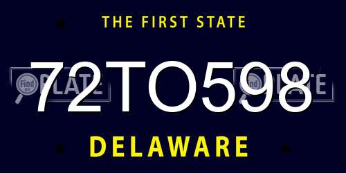 72TO598 Delaware License Plate