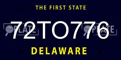 72TO776 Delaware License Plate