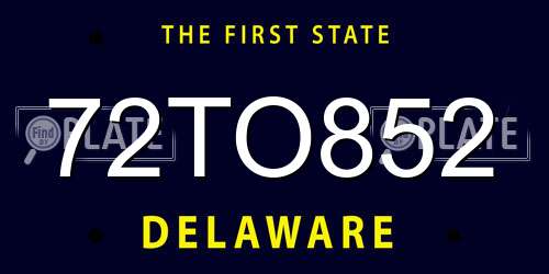 72TO852 Delaware License Plate