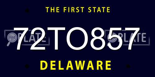 72TO857 Delaware License Plate