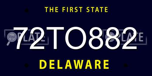 72TO882 Delaware License Plate