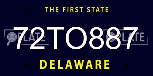 72TO887 Delaware License Plate