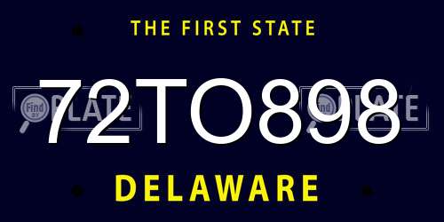 72TO898 Delaware License Plate