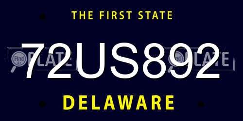 72US892 Delaware License Plate