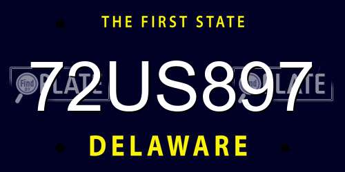 72US897 Delaware License Plate