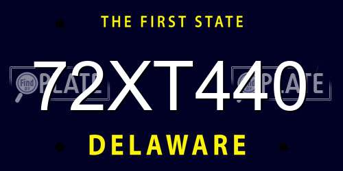 72XT440 Delaware License Plate