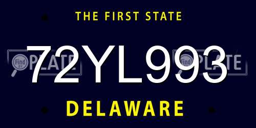 72YL993 Delaware License Plate