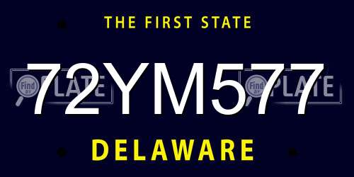 72YM577 Delaware License Plate