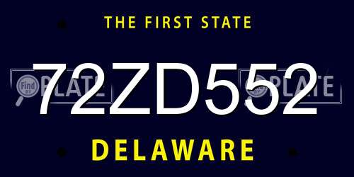 72ZD552 Delaware License Plate