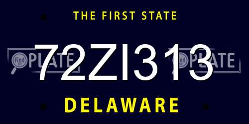 72ZI313 Delaware License Plate