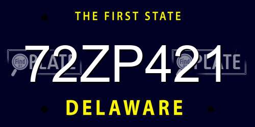 72ZP421 Delaware License Plate