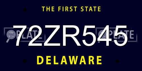72ZR545 Delaware License Plate