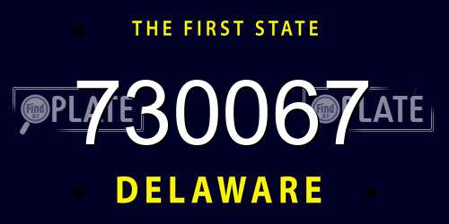 730067 Delaware License Plate