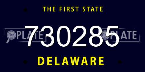 730285 Delaware License Plate