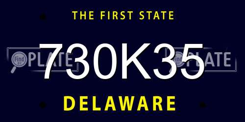 730K35 Delaware License Plate