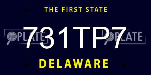 731TP7 Delaware License Plate