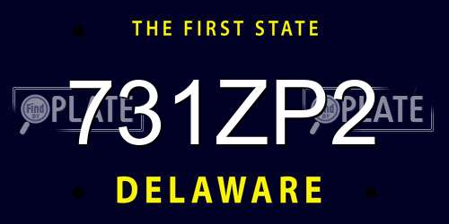 731ZP2 Delaware License Plate