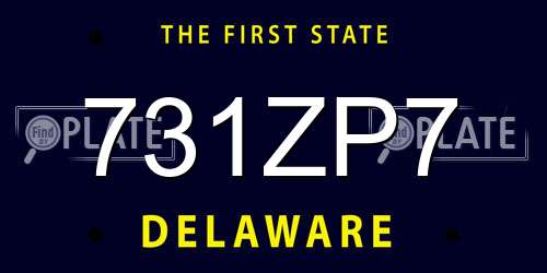 731ZP7 Delaware License Plate