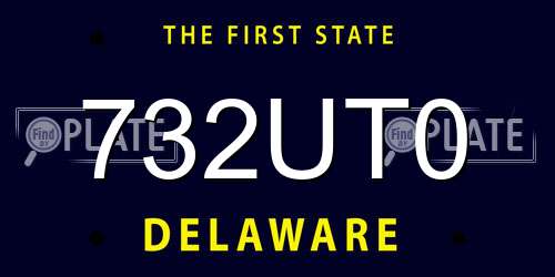 732UT0 Delaware License Plate