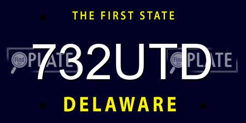 732UTD Delaware License Plate