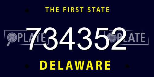 734352 Delaware License Plate
