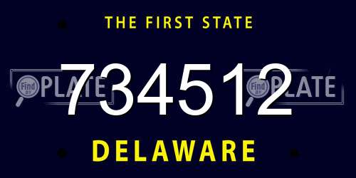 734512 Delaware License Plate
