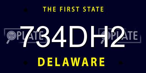 734DH2 Delaware License Plate