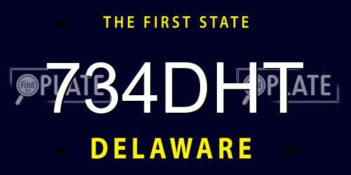 734DHT Delaware License Plate