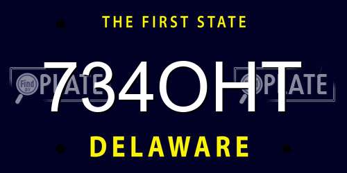 734OHT Delaware License Plate