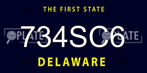 734SC6 Delaware License Plate