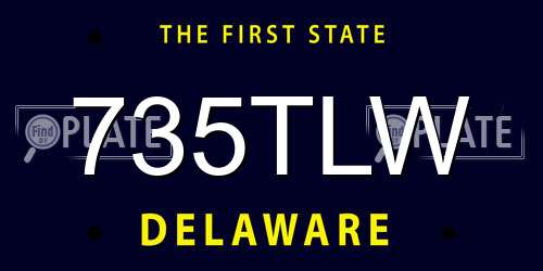 735TLW Delaware License Plate