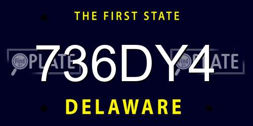 736DY4 Delaware License Plate