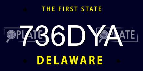 736DYA Delaware License Plate