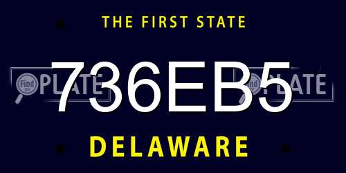 736EB5 Delaware License Plate