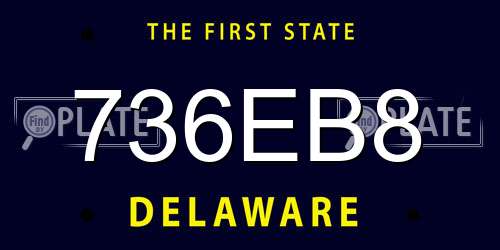 736EB8 Delaware License Plate