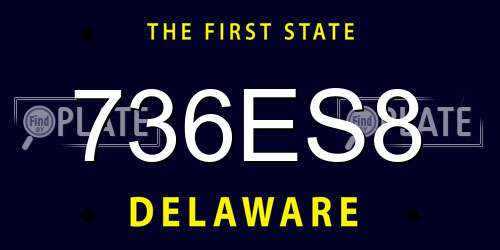 736ES8 Delaware License Plate