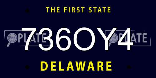 736OY4 Delaware License Plate