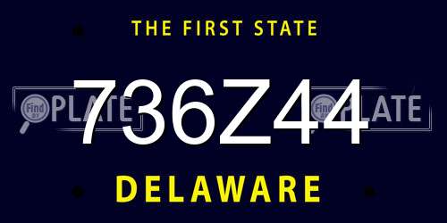 736Z44 Delaware License Plate