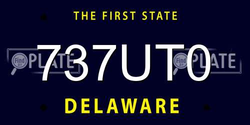 737UT0 Delaware License Plate