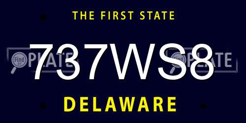 737WS8 Delaware License Plate