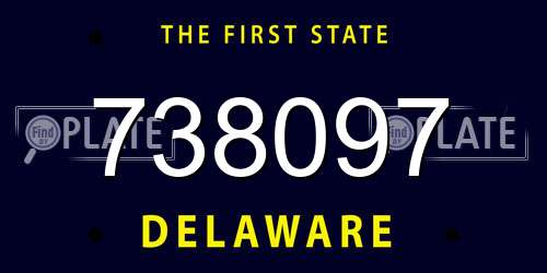 738097 Delaware License Plate