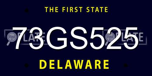 73GS525 Delaware License Plate